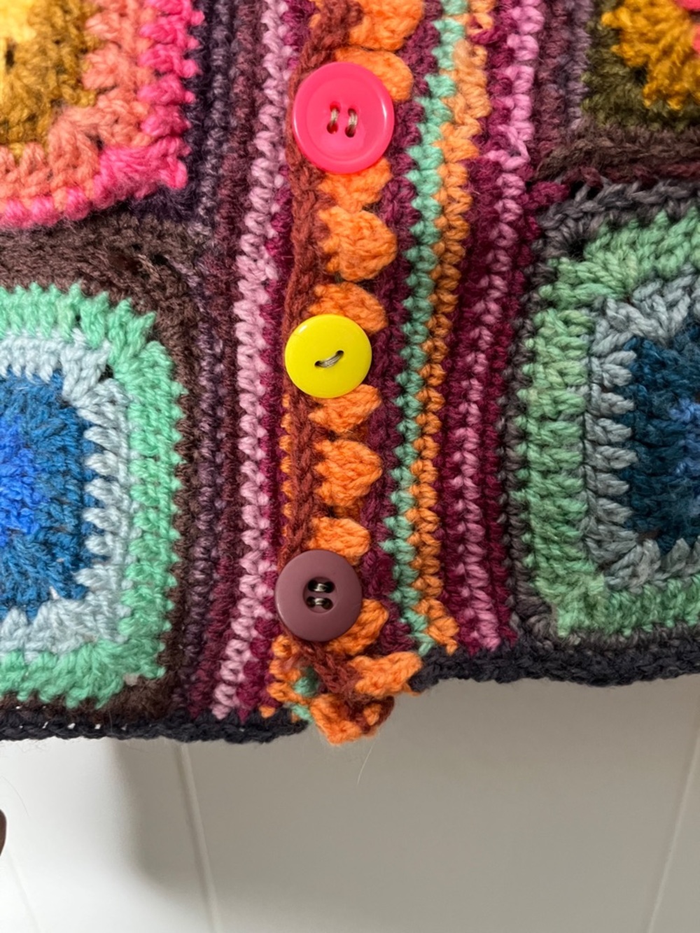 Handmade Multicolor Crochet Granny Square Vest - Picture 7 of 9